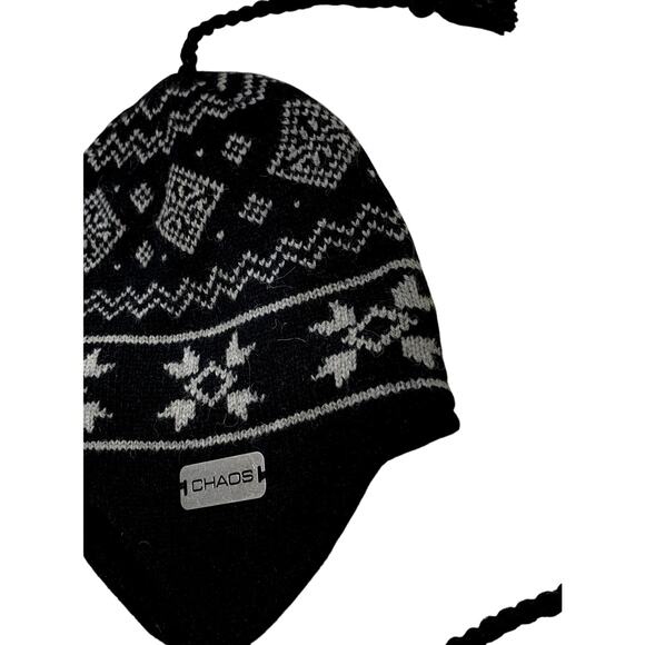 Chaos Hat Ski Winter Trapper Ear Flaps Knit Shell Fleece Interior Black Gray - Picture 3 of 8